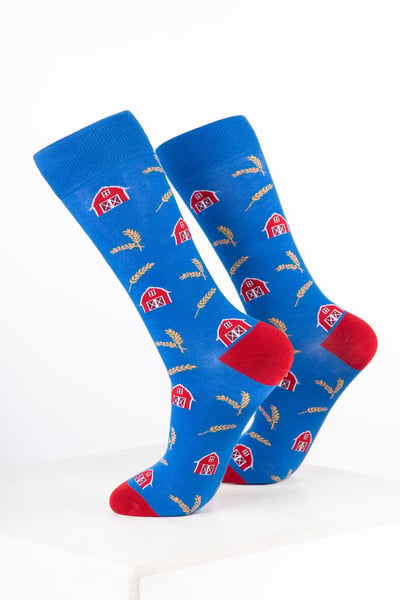 Men’s Bamboo Rich Farm Ankle Socks - Barn Blue