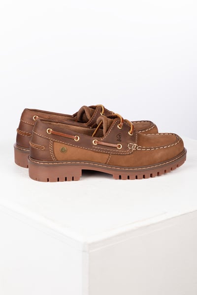 Ladies Leather Chunky Deck Shoe – Saltwick - Antique Tan/Brown