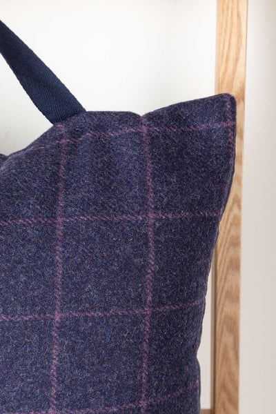Outdoor Tweed Cushion - Navy Check