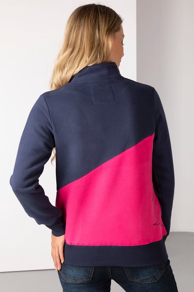 Ladies Diagonal Horse Sweatshirt - Navy/Bonbon