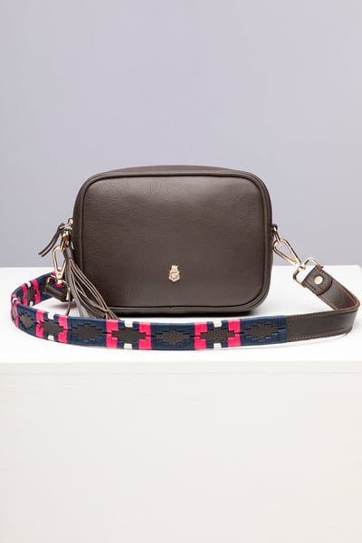 Bandolera Mujer en Piel - Louisa - Marrón/Bombón/Azul marino