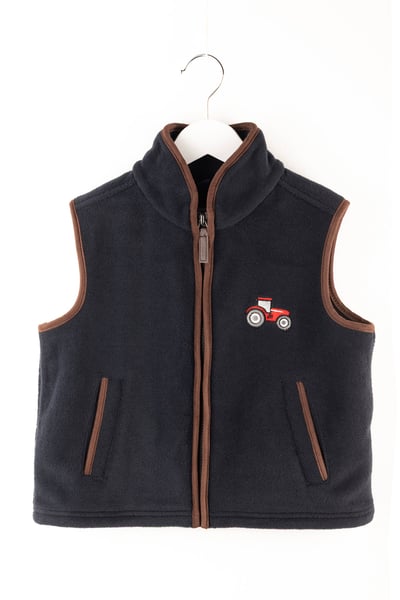 Kid's Mini Fleece Waistcoat - Huggate - Tractor Ink/Red