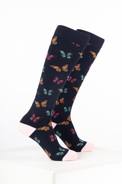 Women’s Animal Welly Socks - Butterfly Navy