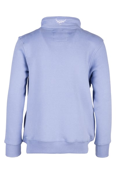 Girls Quarter Zip Sweatshirt - Byland - Highland Cow Pale Blue
