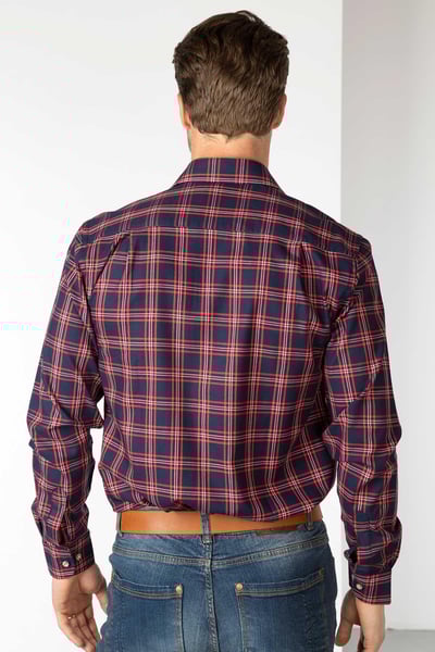 Men's Country Checked Shirt - Wetwang - Navy/Red