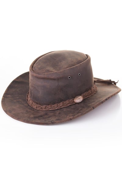 Men's Leather Cowboy Hat - Ash