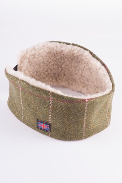 Ladies Sherpa Lined Tweed Headband - Light Green/Pink