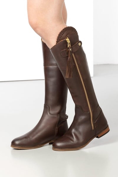 Ladies Tall Leather Country Boots - Helmsley - Waxy Brown