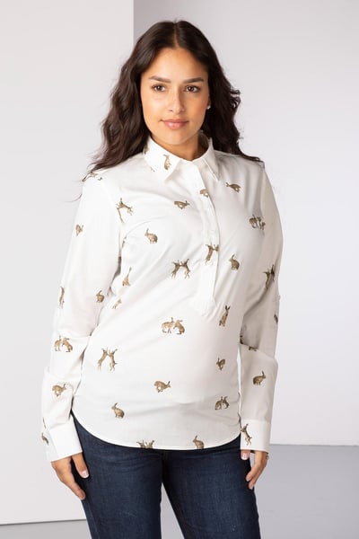 Ladies Printed Overhead Shirt - Wistow - Hare White