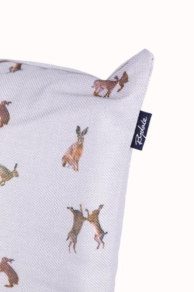 Country Print Cushion Cover - Dog, Duck, Hare & Pheasant - Hare Thistle