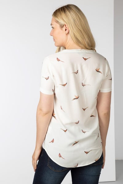 Ladies Short Sleeve Blouse - Wistow II - Pheasant White