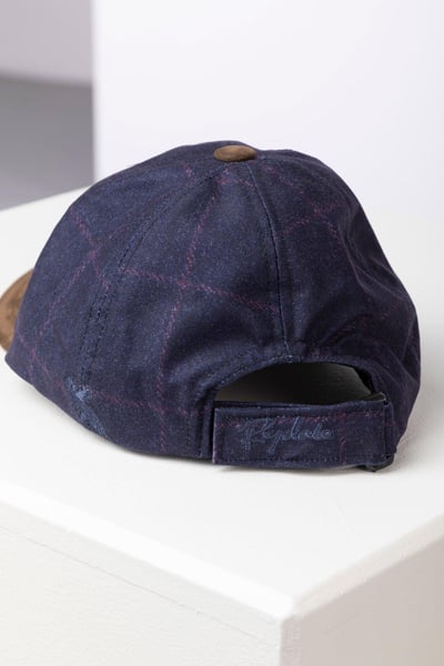 Ladies Tweed Print Baseball Cap with Nubuck Peak - Danby - Navy