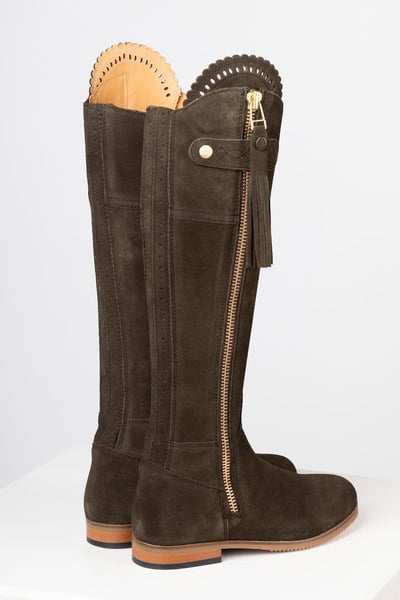 Ladies Tall Suede Country Boots - Helmsley - Olive