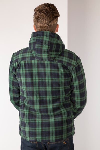Men's Hooded Fleece Overshirt - Ulrome - Green/Navy