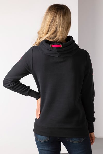 Ladies Emblem Cross Neck Hoody - Black