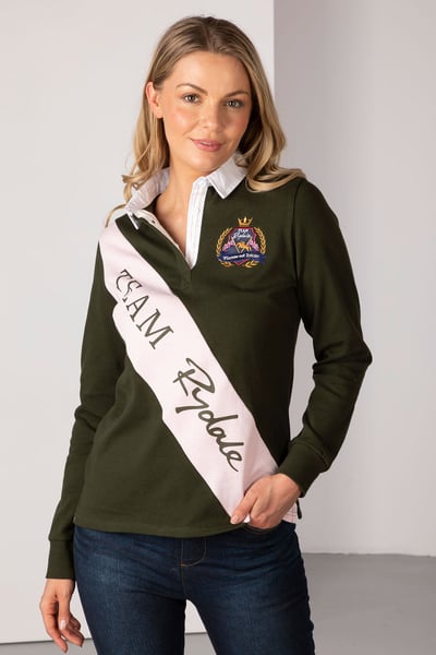 Ladies Rugby Shirt - Sash - Olive/Sorbet