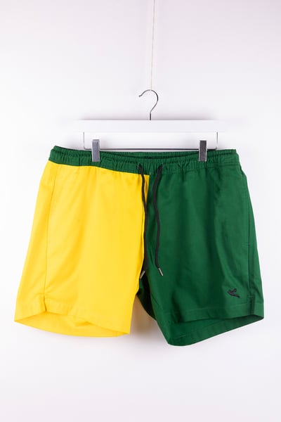 Men's Quartered Rugby Shorts - Ganton - Green/Yellow