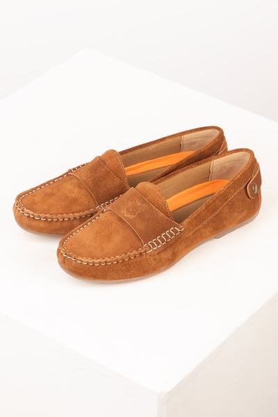 Ladies Suede Driving Loafer- Wrelton - Tan