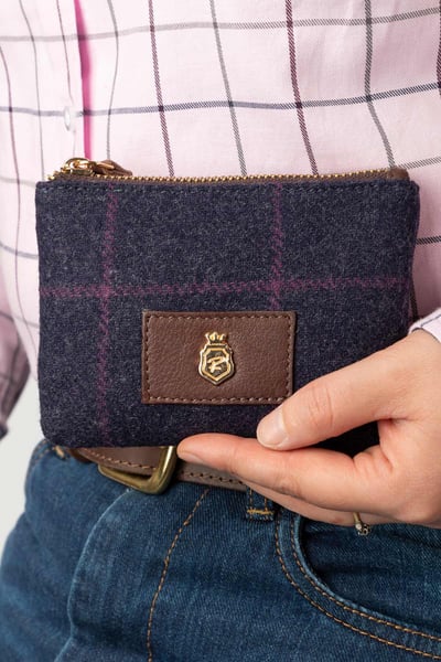 Ladies Tweed Coin Purse - Helmsley - Navy Tweed