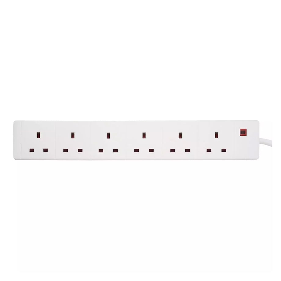 Status 6 Socket Extension Lead With Neon Indicator 2m UK