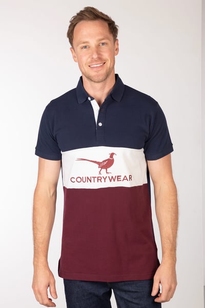 Men's Polo Shirt - Byland - Pheasant Navy/White/Wine