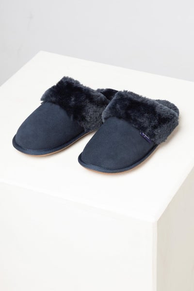 Ladies Suede Slippers - Beswick - Navy