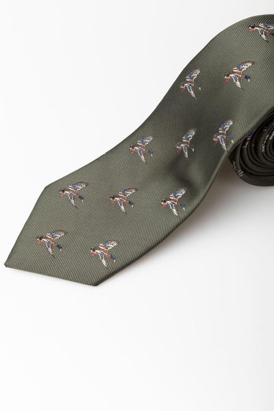Fliegende Enten-Country-Krawatte für Herren – Danby - Olive