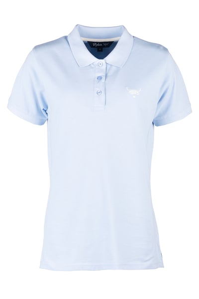 Ladies Highland Cow Polo Shirt - Kirby - Soft Blue