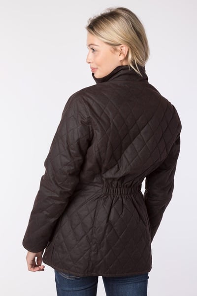 Ladies Diamond Quilted Wax Jacket - Wrelton - Brown