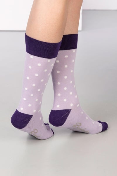 Ladies Polka Dot Ankle Socks - Lilac