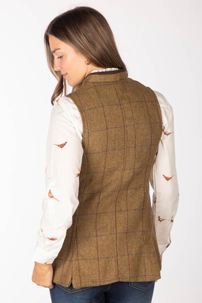 Gilet boutonné en tweed pour femme - Rievaulx - Beige Tweed