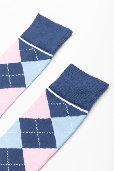 Ladies Argyle Ankle Socks - Argyle Denim/Soft Blue