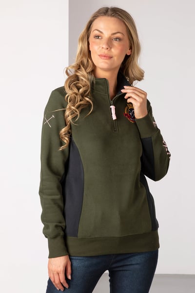 Ladies Muston Panel Sweatshirt - Olive/Black