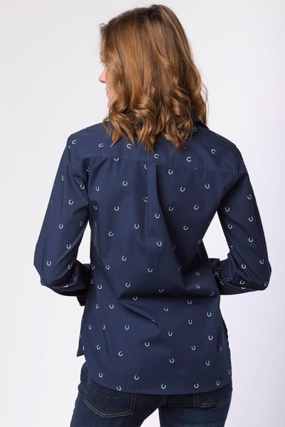 Ladies Printed Shirt - Wistow - Horse Shoe Navy
