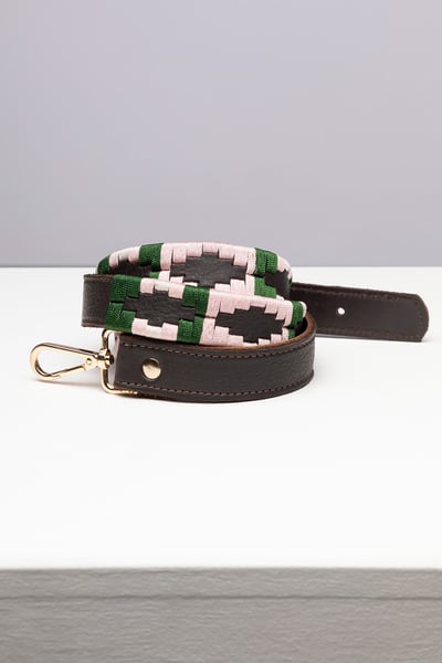 Leather Bag Strap - Brown/Olive/Sorbet