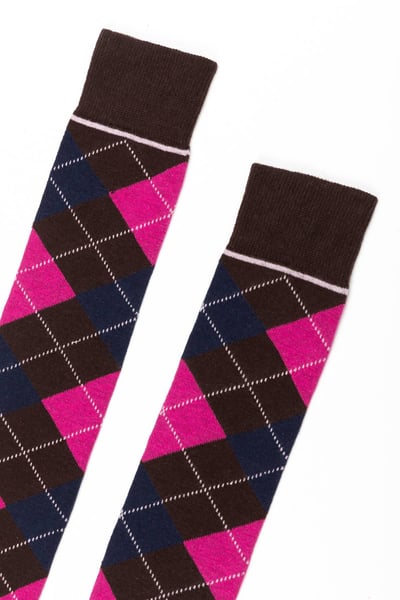 Damen Argyle Kniestrümpfe - Dunkelbraun