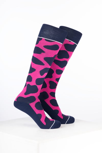 Junior Bamboo Rich Reitsocken mit Kuhmuster