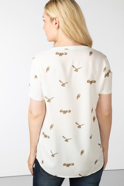 Ladies Short Sleeve Blouse - Wistow II - Owl Print