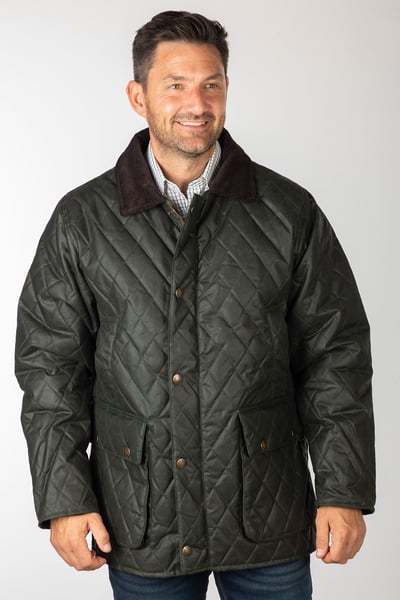 Men's Quilted Wax Jacket - Settle - Olive