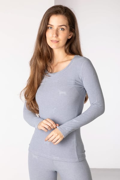 Haut thermique brossé à manches longues pour femmes - Ella - Gris chiné