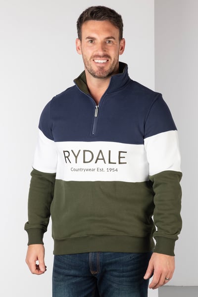 Men's Sweatshirt - Byland - Rydale Navy/White/Olive