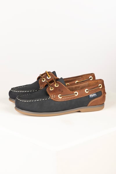Ladies Leather Deck Shoes – Saltwick - Navy/Brown