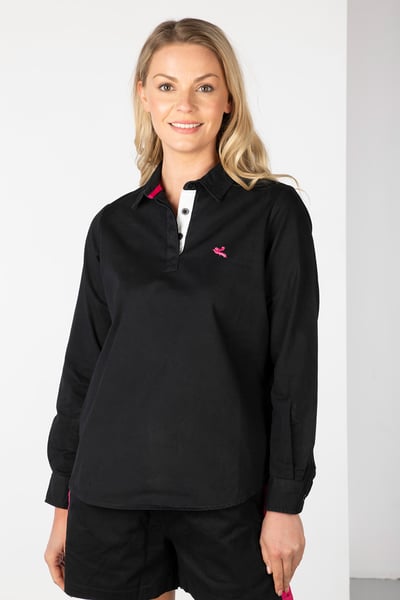 Chemise de pont unie pour femme - Kirby - Noir