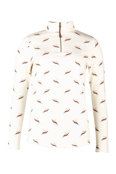 Ladies Long Sleeved 1/4 Zip Top - Foxholes - Pheasants