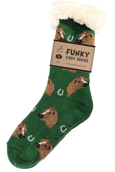 Funky Sherpa Socks - Horses Head