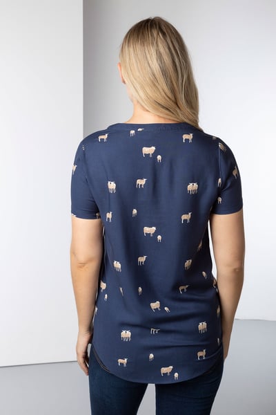 Ladies Short Sleeve Blouse - Wistow - Sheep