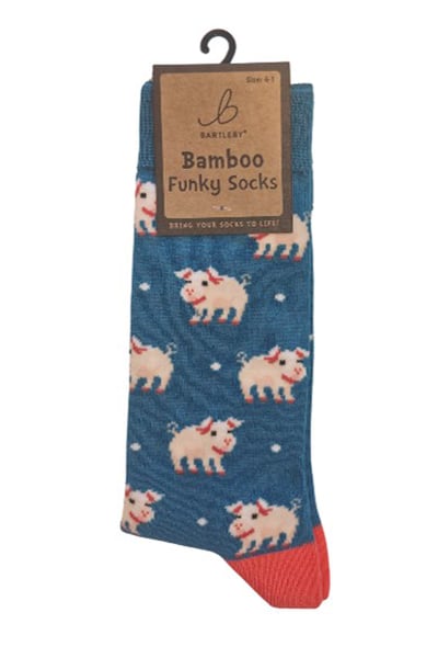 Ladies Bamboo Funky Socks - Cute Pigs