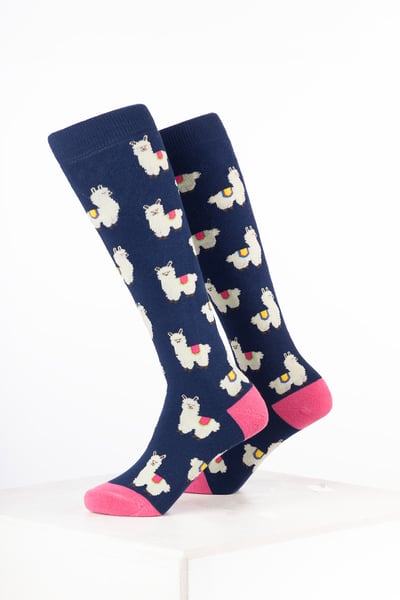 Kids Animal Welly Socks - Alpaca Denim