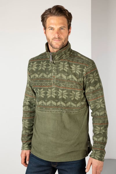 Men's Overhead Fair Isle Fleece - Kelk - Olive