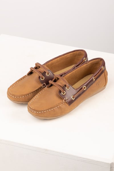 Damen-Fahrdeckschuhe - Reighton - Sand/Dunkelbraun
